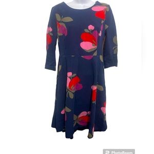 Boden A-line dress Navy knit Floral size 10